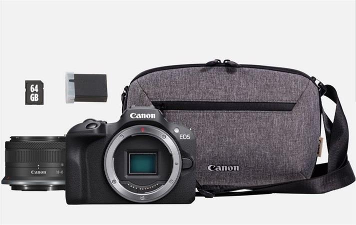 Canon EOS R100 + RF-S 18-45 IS STM + BAG + SD (TRAVEL KIT)