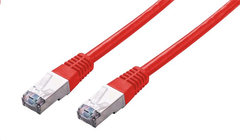 C-TECH Kabel patchcord Cat5e, FTP, červený, 0,25m