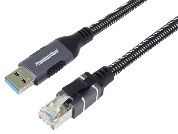 PremiumCord Ethernetový kabel USB3.2 -> LAN RJ45 10/100/1000 MBIT 1m