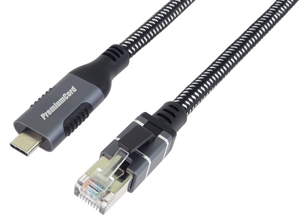 PremiumCord Ethernetový kabel USB-C -> LAN RJ45 10/100/1000 MBIT 2m