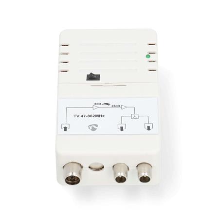 Nedis SAMP42221WT - Anténní zesilovač CATV | Zesílení: 25 dB | 47 - 862 MHz | Po