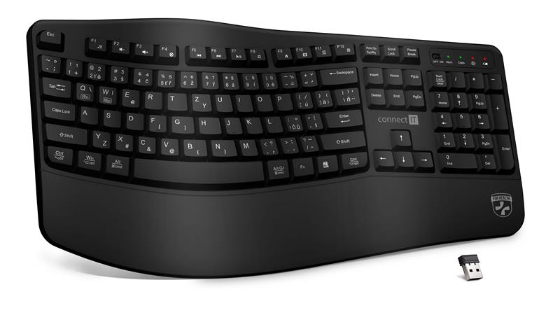 CONNECT IT FOR HEALTH Ergonomická klávesnice, bezdrátová, USB 2.4GHz, CZ + SK ve