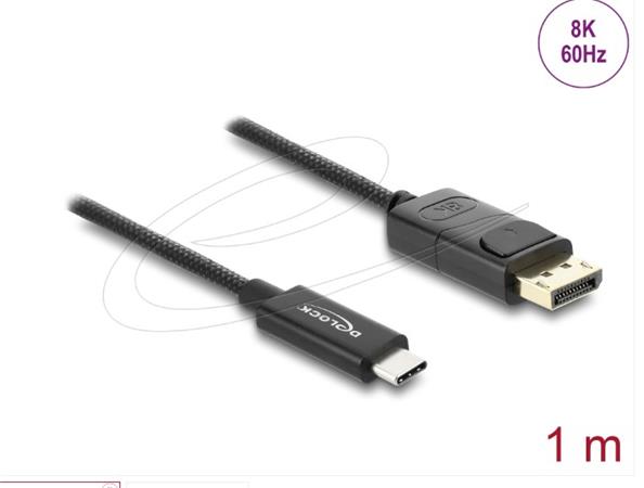 Delock Koaxiální kabel USB Type-C™ na DisplayPort (DP Alt Mode) 4K 60 Hz s plete