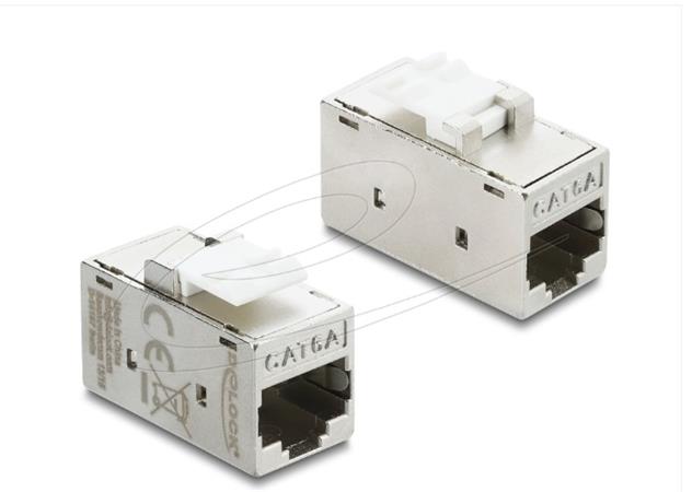 Delock Keystone modul spojka, ze zásuvky RJ45 na zásuvku RJ45 Cat.6A, kovová, st