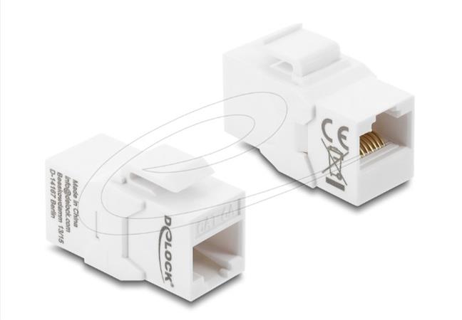 Delock Keystone modul spojka, ze zásuvky RJ45 na zásuvku RJ45 Cat.6A, nestíněná,
